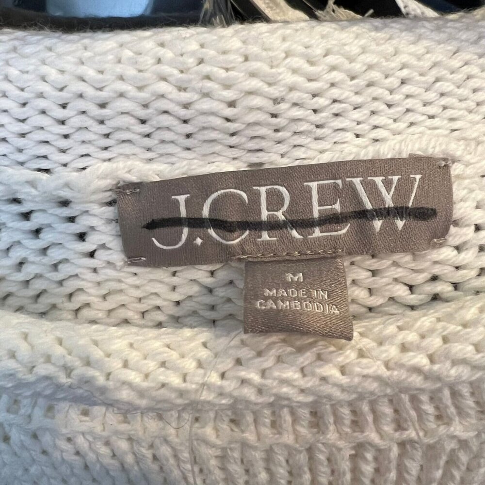 J.Crew $90 Heritage cotton Rollneck™ sweater in stripe Ivory Black Size M CE486 - Picture 8 of 8